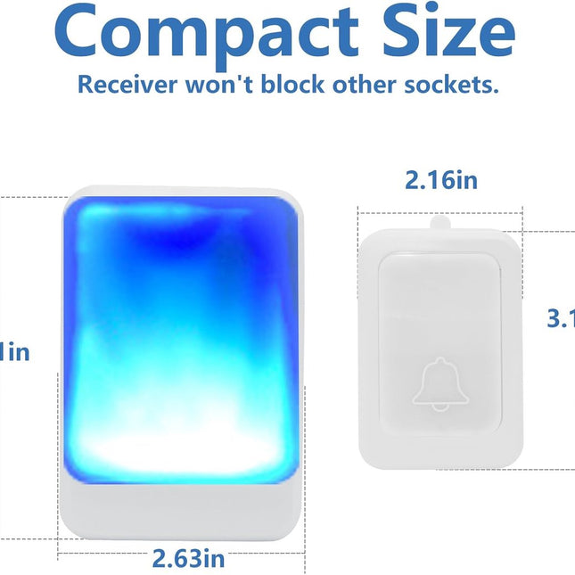 Doorbell - Wireless Doorbell - Wireless Doorbell - Doorbells - 2 transmitters and 3 receivers - With 7 bright light colors and 4 volume levels - For home/office, the elderly and the hearing impaired