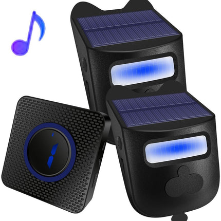 Driveway alarm - Entry detector - Solar driveway alarm - Motion detector - Wireless = Security - Wireless solar driveway alarm - Motion detector - Doorbell - DIY security system - (2 sensors and 1 doorbell)