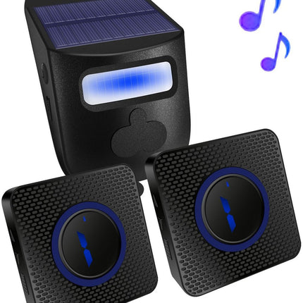 Driveway alarm - Entry detector - Solar driveway alarm - Motion detector - Wireless = Security - Wireless solar driveway alarm - Motion detector - Doorbell - DIY security system - (1 sensor and 2 doorbells)