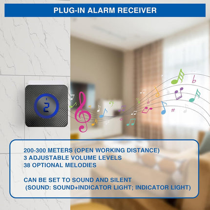 Driveway alarm - Entry detector - Solar driveway alarm - Motion detector - Wireless = Security - Wireless solar driveway alarm - Motion detector - Doorbell - DIY security system - (1 sensor and 2 doorbells)
