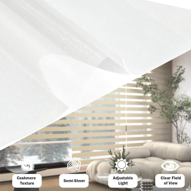 1 PC Zebra Blackout Roller Blind Sun Protection No Drill, 50×150CM, White