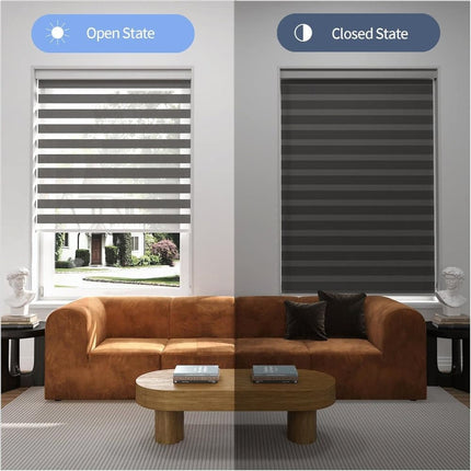 1 PC Zebra Blackout Roller Blind Sun Protection No Drill, 50×150CM, Gray