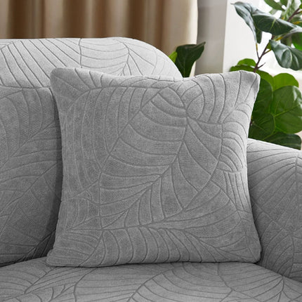 Waterproof cushion cover 45x45 - set of 2 cushion covers - Light grey jacquard leaf pattern