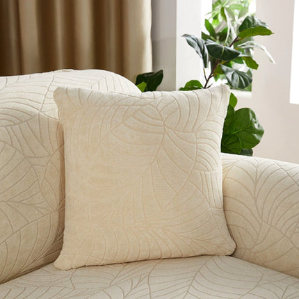 Waterproof cushion cover 45x45 - Set of 2 cushion covers - Beige jacquard leaf pattern