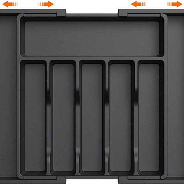 Extendable Cutlery Tray with 8 Compartments - 38 Cm Deep - Cutlery Cassette - Cutlery Drawer Organizer - Kitchen Cutlery Holder - BPA-Free - Organizer - Kitchen Drawer - Cutlery - 57 x 38 x 5 Cm Maximum Size - 33 x 38 x 5 Minimum Size - 6 to 8 Compartment