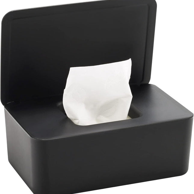 Tissue Holder - Tissue box - Tissue container - Storage box for Tissues - Dispenser box for wet wipes - Dustproof storage box for tissues - Box for baby wipes - Storage box - with lid - reusable box for wipes - for home, office - black