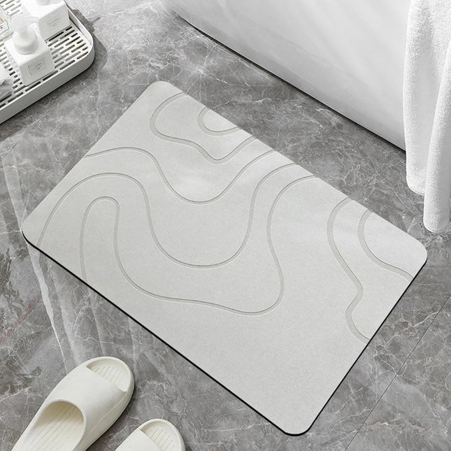 Absorbent Bath Mat - 40*60 cm - Diatomaceous Earth Bath Mat - Non-Slip Diatomite Mat - Non-Slip Shower Mat - Shower Mat - Bathroom Mat - Toilet Mat - non-slip bath mat - water-absorbent mat - entrance doormat - quick-drying bath mat - light grey