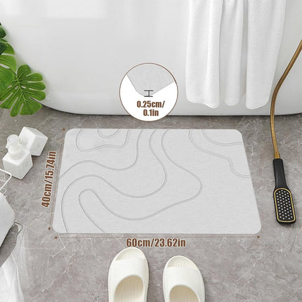 Absorbent Bath Mat - 40*60 cm - Diatomaceous Earth Bath Mat - Non-Slip Diatomite Mat - Non-Slip Shower Mat - Shower Mat - Bathroom Mat - Toilet Mat - non-slip bath mat - water-absorbent mat - entrance doormat - quick-drying bath mat - light grey