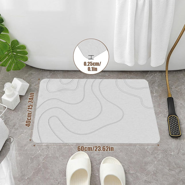 Absorbent Bath Mat - 40*60 cm - Diatomaceous Earth Bath Mat - Non-Slip Diatomite Mat - Non-Slip Shower Mat - Shower Mat - Bathroom Mat - Toilet Mat - non-slip bath mat - water-absorbent mat - entrance doormat - quick-drying bath mat - light grey