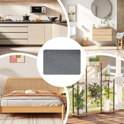 Absorbent Bath Mat - 40*60 cm - Diatomaceous Earth Bath Mat - Non-Slip Diatomite Mat - Non-Slip Shower Mat - Shower Mat - Bathroom Mat - Toilet Mat - non-slip bath mat - water-absorbent mat - entrance doormat - quick-drying bath mat - dark grey