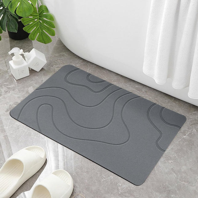 Absorbent Bath Mat - 40*60 cm - Diatomaceous Earth Bath Mat - Non-Slip Diatomite Mat - Non-Slip Shower Mat - Shower Mat - Bathroom Mat - Toilet Mat - non-slip bath mat - water-absorbent mat - entrance doormat - quick-drying bath mat - dark grey