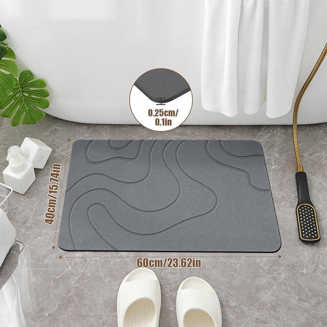 Absorbent Bath Mat - 40*60 cm - Diatomaceous Earth Bath Mat - Non-Slip Diatomite Mat - Non-Slip Shower Mat - Shower Mat - Bathroom Mat - Toilet Mat - non-slip bath mat - water-absorbent mat - entrance doormat - quick-drying bath mat - dark grey