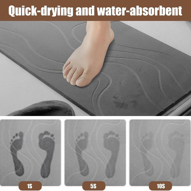 Absorbent Bath Mat - 40*60 cm - Diatomaceous Earth Bath Mat - Non-Slip Diatomite Mat - Non-Slip Shower Mat - Shower Mat - Bathroom Mat - Toilet Mat - non-slip bath mat - water-absorbent mat - entrance doormat - quick-drying bath mat - dark grey