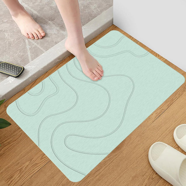 Absorbent Bath Mat - 40*60 cm - Diatomaceous Earth Bath Mat - Non-Slip Diatomite Mat - Non-Slip Shower Mat - Shower Mat - Bathroom Mat - Toilet Mat - non-slip bath mat - water-absorbent mat - entrance doormat - quick-drying bath mat - green