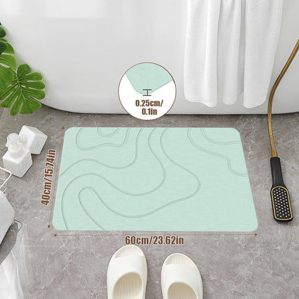 Absorbent Bath Mat - 40*60 cm - Diatomaceous Earth Bath Mat - Non-Slip Diatomite Mat - Non-Slip Shower Mat - Shower Mat - Bathroom Mat - Toilet Mat - non-slip bath mat - water-absorbent mat - entrance doormat - quick-drying bath mat - green