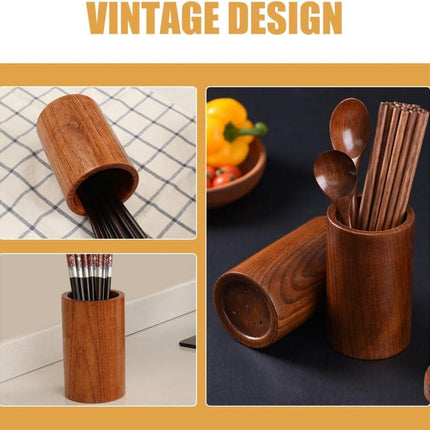 Cutlery Stand - Wooden Kitchen Utensil Holder - Cutlery Holder - Countertop Organizer - Cutlery Drainer - Chopstick Holder - Wood - 15cm - Kitchen Aid for Kitchen - Kitchen Organizer