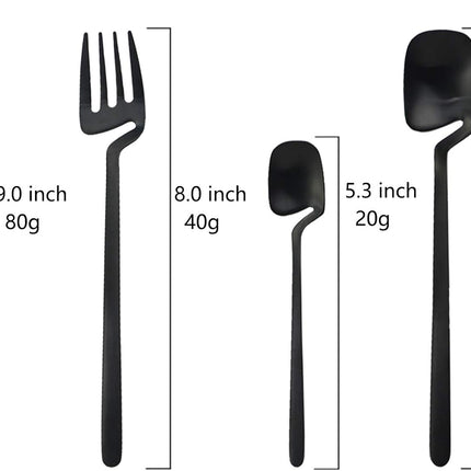 JASHII Flatware Set 32-piece Silverware Set Matte Finished Cutlery Set Service for 8 Include Knife/Fork/Spoon/Coffee spoon Dishwasher Safe (Black)