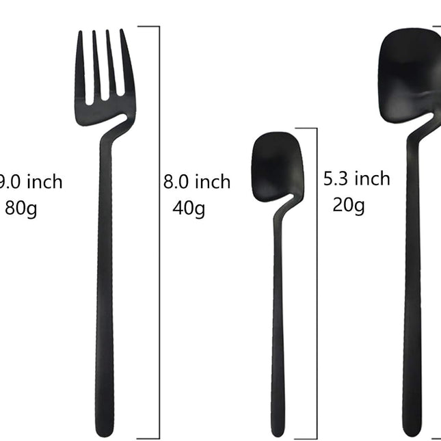 JASHII Flatware Set 32-piece Silverware Set Matte Finished Cutlery Set Service for 8 Include Knife/Fork/Spoon/Coffee spoon Dishwasher Safe (Black)