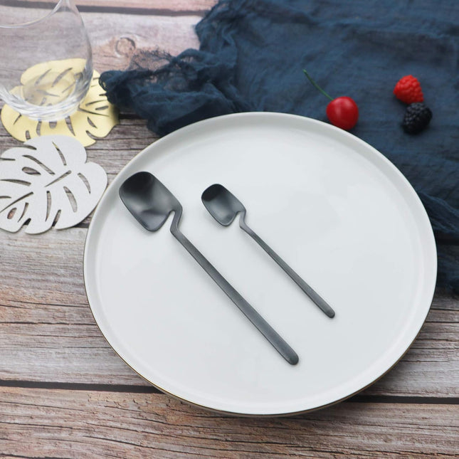 JASHII Flatware Set 32-piece Silverware Set Matte Finished Cutlery Set Service for 8 Include Knife/Fork/Spoon/Coffee spoon Dishwasher Safe (Black)