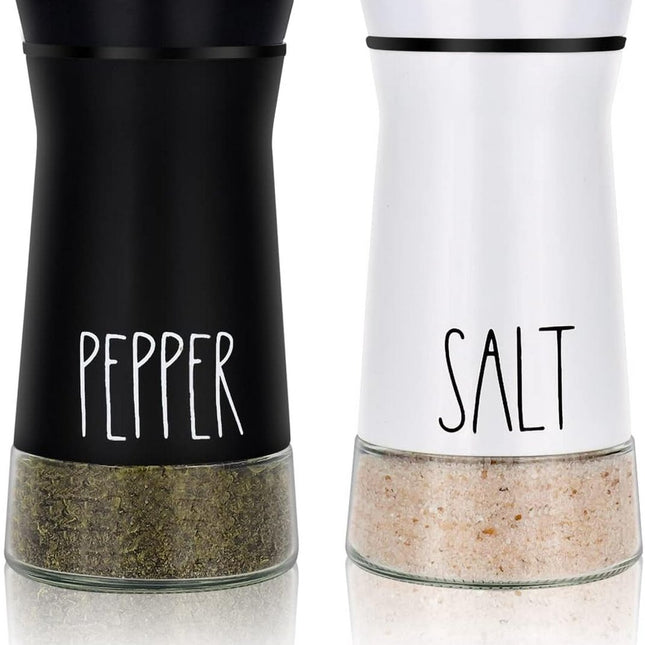 2-piece - stainless steel - with adjustable spout - farmhouse style - salt and pepper shaker