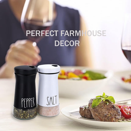 2-piece - stainless steel - with adjustable spout - farmhouse style - salt and pepper shaker