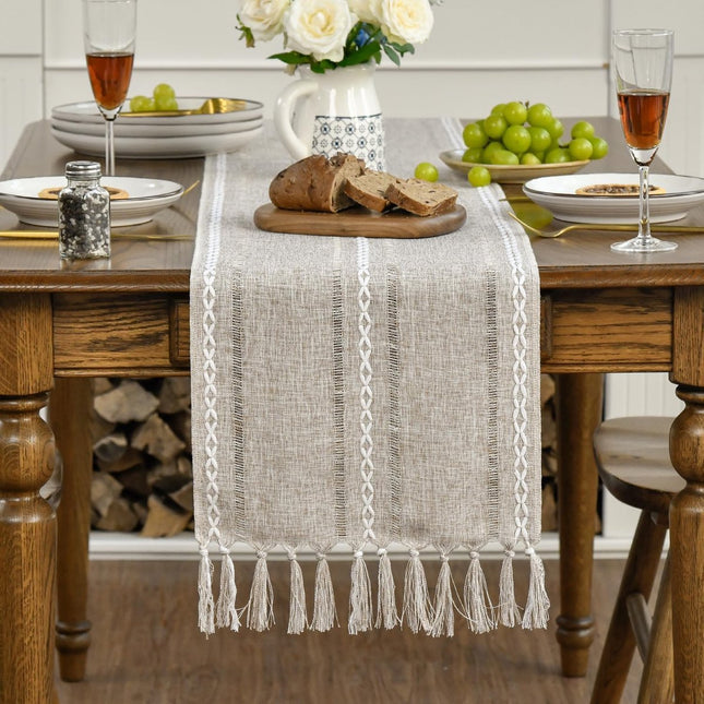 Table Runner - Christmas Table Runner - Fabric Table Runner - Cotton Table Runner - Washable Cotton Table Runner - Suitable for Family Table Decoration, Wedding Decoration, Party Decoration (33cm*220cm)