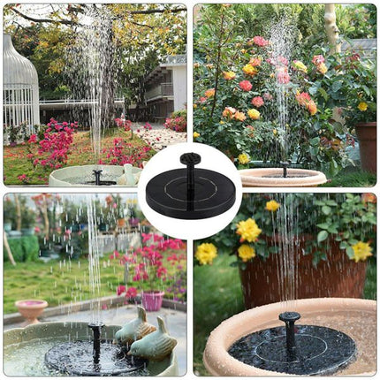 Solar Powered Floating Fountain Pump with 6 Nozzles, 7V 1.7W Panel and 200 L/h Flow for Ponds, Bird Baths and Gardens, 16 cm