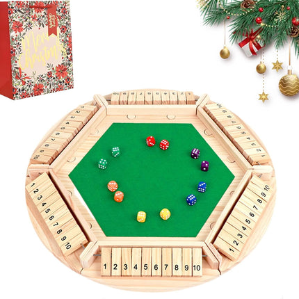 Shut The Box-Wooden Dice Board Game, Funny Family Shut The Box Game 2-4 Player, Board Games Gift for Family and Friends, Educational Table Math Games for Holiday, Party and Classroom(#B) 6playerf