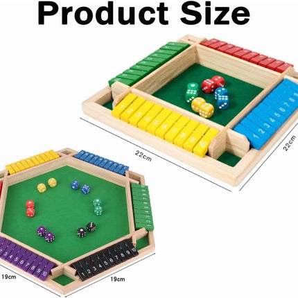 Shut The Box-Wooden Dice Board Game, Funny Family Shut The Box Game 2-4 Player, Board Games Gift for Family and Friends, Educational Table Math Games for Holiday, Party and Classroom(#B) 6playerf