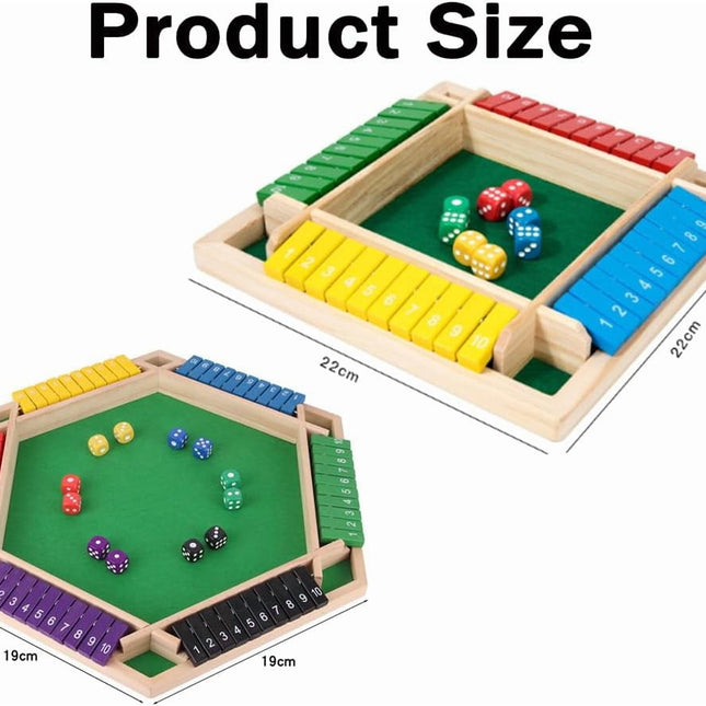 Shut The Box-Wooden Dice Board Game, Funny Family Shut The Box Game 2-4 Player, Board Games Gift for Family and Friends, Educational Table Math Games for Holiday, Party and Classroom(#B) 6playerf