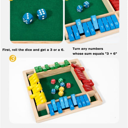 Shut The Box-Wooden Dice Board Game, Funny Family Shut The Box Game 2-4 Player, Board Games Gift for Family and Friends, Educational Table Math Games for Holiday, Party and Classroom(#B) 6playerf