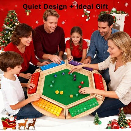 Shut The Box-Wooden Dice Board Game, Funny Family Shut The Box Game 2-4 Player, Board Games Gift for Family and Friends, Educational Table Math Games for Holiday, Party and Classroom(#B) 6playerf