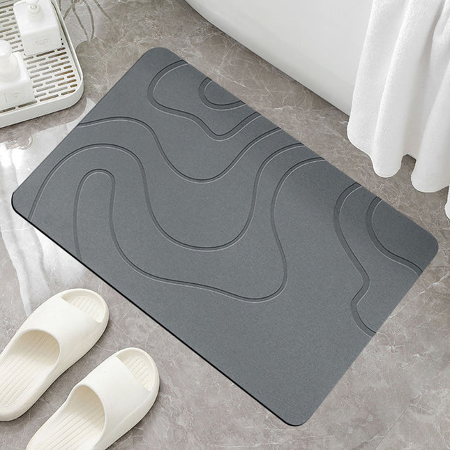 PALIFEUR Stone Bath Mat, 16x24" Quick Drying Diatomaceous Earth Bath Mat Super Absorbent Non Slip Stone Bath Mats Washable Rug for Bathroom Floor Kitchen Shower Dark Gray