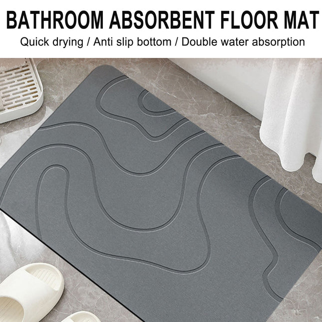 PALIFEUR Stone Bath Mat, 16x24" Quick Drying Diatomaceous Earth Bath Mat Super Absorbent Non Slip Stone Bath Mats Washable Rug for Bathroom Floor Kitchen Shower Dark Gray