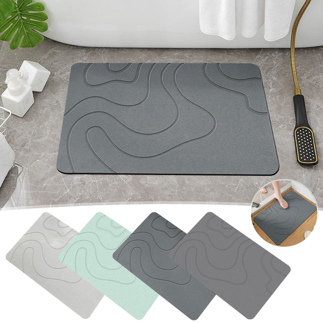 PALIFEUR Stone Bath Mat, 16x24" Quick Drying Diatomaceous Earth Bath Mat Super Absorbent Non Slip Stone Bath Mats Washable Rug for Bathroom Floor Kitchen Shower, Dark Gray Green