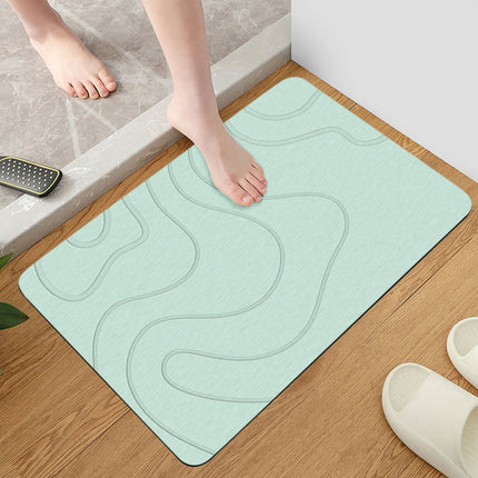 PALIFEUR Stone Bath Mat, 16x24" Quick Drying Diatomaceous Earth Bath Mat Super Absorbent Non Slip Stone Bath Mats Washable Rug for Bathroom Floor Kitchen Shower, Dark Gray Green