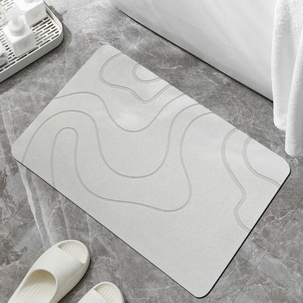 PALIFEUR Stone Bath Mat, 16x24" Quick Drying Diatomaceous Earth Bath Mat Super Absorbent Non Slip Stone Bath Mats Washable Rug for Bathroom Floor Kitchen Shower, Dark Gray White