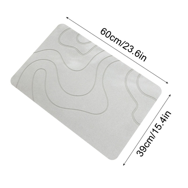 PALIFEUR Stone Bath Mat, 16x24" Quick Drying Diatomaceous Earth Bath Mat Super Absorbent Non Slip Stone Bath Mats Washable Rug for Bathroom Floor Kitchen Shower, Dark Gray White