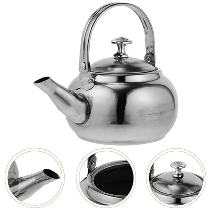 Stainless Steel Whistling Tea Kettle Stovetop Tea Pot Fast Boiling Heat Water Tea Pot 6.7" x 5.5" x 4.3" Silver
