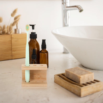 SWETRACE Tooth Brush Organizer Toothbrush Holder Khaki Bamboo 1Set