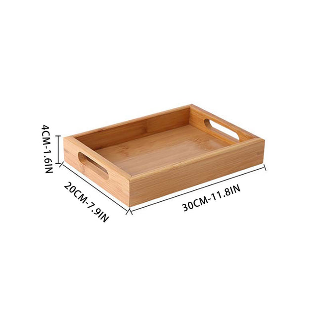 Serving Tray with Handles, Rectangular Bamboo Breakfast Food Tray Wooden Trays ,Natural Wood Tea Coffee Tray Decorative Serving Platter for Eating, Storing, Used in Bedroom, Kitchen,Outdoors Off-White