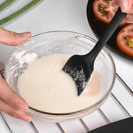 Kitchen Utensils Set - Spatula Set - Silicone Spatulas - Pan Scraper - Baking Utensils - Cooking Utensils - Kitchen Accessories - Pastry Brush - Baking Utensils - Pan Scrapers - Silicone Spoon - Pan Scraper Set - Heat Resistant - Black - 6 Pieces