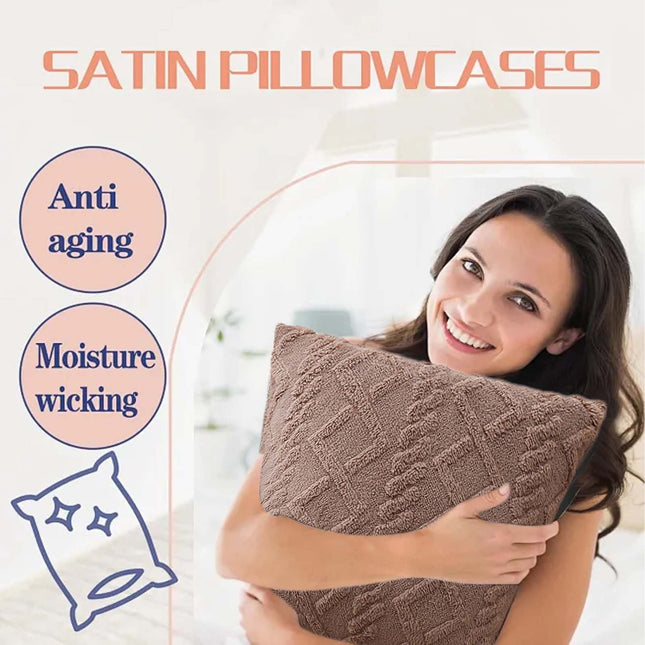 Summer Throw Pillows, Geometric Jacquard Plush Throw Pillow for Couch Bed Sofa, Farmhouse Neutral Solid Color Soft Cushion, Plush Short Wool Throw Pillow, for Living Room Bedroom Bed, 1Pc Brown