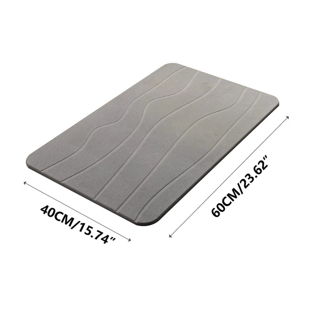 Stone Bath Mat, Diatomaceous Earth Shower Mat, Non-Slip Super Absorbent Diatomite Stone Bath Mats, Bathroom Door Mat, for Bathroom Floor Quick Drying Natural Easy to Clean Gray