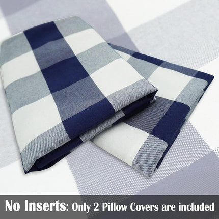 Light Blue Farmhouse Buffalo Plaid Pillow Covers 18x18 Set of 2 Patio Outdoor Decor Neutral Checkered Pillow Covers 18 x 18, Blue and White Gingham Plaid Check 18"x18", Set of 2 Khaki
