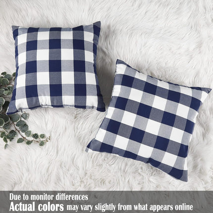 Light Blue Farmhouse Buffalo Plaid Pillow Covers 18x18 Set of 2 Patio Outdoor Decor Neutral Checkered Pillow Covers 18 x 18, Blue and White Gingham Plaid Check 18"x18", Set of 2 Khaki