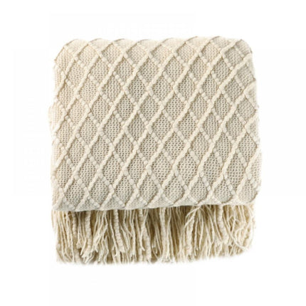 Throw Blanket for Couch 50 x 60 inches Knit Woven Blankets Cozy Lightweight Decorative Throw for Bed and Living Room Beige
