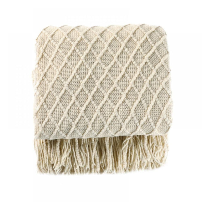 Throw Blanket for Couch 50 x 60 inches Knit Woven Blankets Cozy Lightweight Decorative Throw for Bed and Living Room Beige