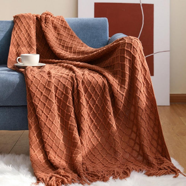 Throw Blanket for Couch 50 x 60 inches Knit Woven Blankets Cozy Lightweight Decorative Throw for Bed and Living Room,Beige Yellow