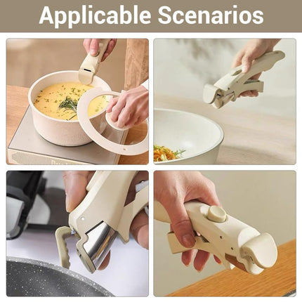 Removable Pan Handle,Anti-Scald Detachable Pot Handle for All Cookware Pan & Pot for Pots and Pans Fits All Cookware（milky white）Button type